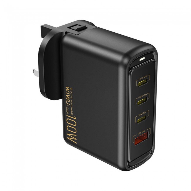 Wiwu Wi-U022W Warrior Serisi GaN Teknolojili 100W QC+PD Universal Hızlı Şarj Başlığı Wiwu Wi-U022W Warrior Serisi GaN Teknolojili 100W QC+PD Universal Hızlı Şarj Başlığı