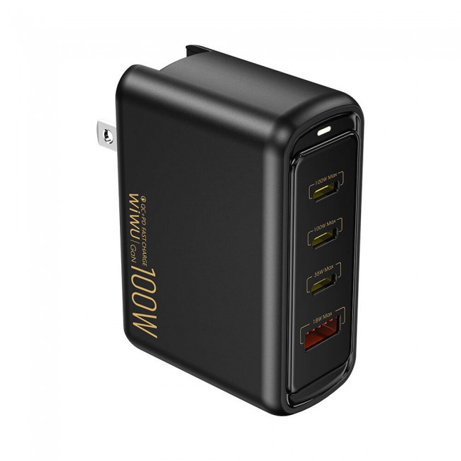 Wiwu Wi-U022W Warrior Serisi GaN Teknolojili 100W QC+PD Universal Hızlı Şarj Başlığı Wiwu Wi-U022W Warrior Serisi GaN Teknolojili 100W QC+PD Universal Hızlı Şarj Başlığı