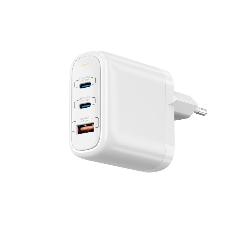 Bal-z Wiwu Wi-U024 EU Serisi Dual Type-C PD & USB-A GaN Teknolojili Hızlı Şarj Başlığı 65W