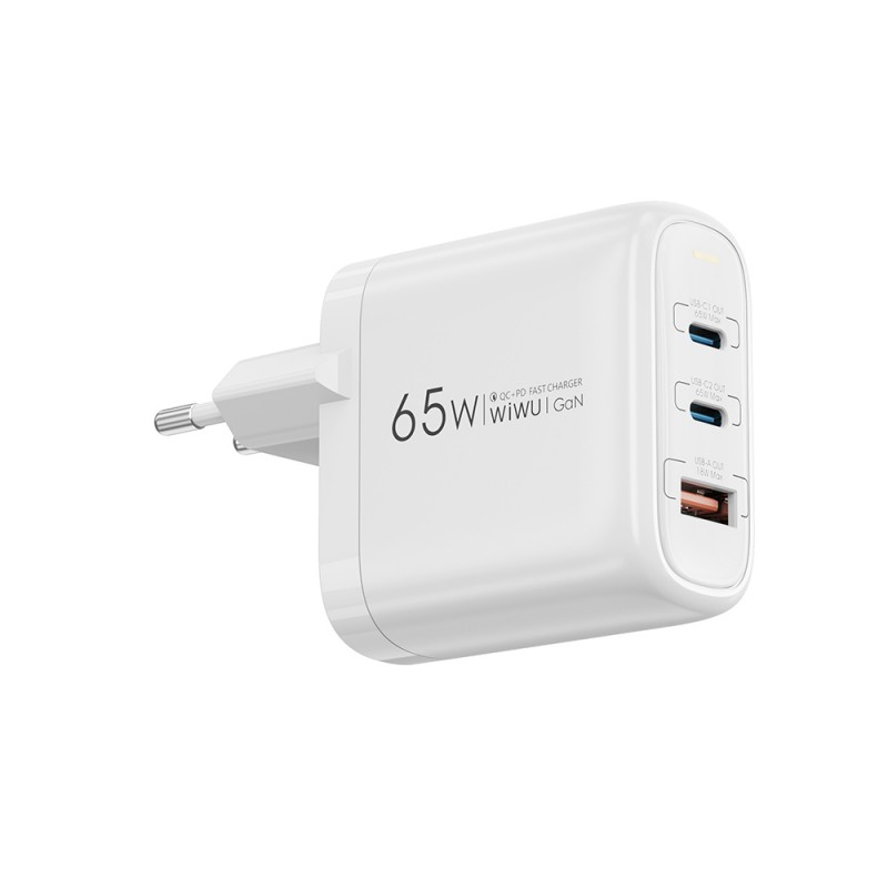 Bal-z Wiwu Wi-U024 EU Serisi Dual Type-C PD & USB-A GaN Teknolojili Hızlı Şarj Başlığı 65W
