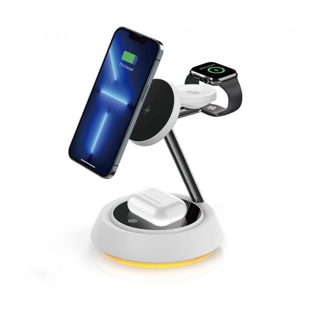 Wiwu Wi-W002 3in1 Hızlı Şarj Özellikli Magnetik Kablosuz Şarj Standı Wiwu Wi-W002 3in1 Hızlı Şarj Özellikli Magnetik Kablosuz Şarj Standı