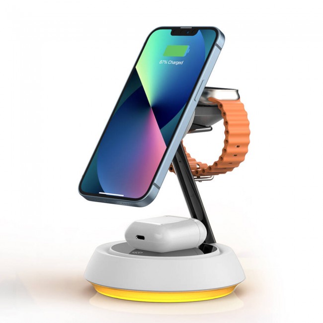 Wiwu Wi-W002 3in1 Hızlı Şarj Özellikli Magnetik Kablosuz Şarj Standı Wiwu Wi-W002 3in1 Hızlı Şarj Özellikli Magnetik Kablosuz Şarj Standı