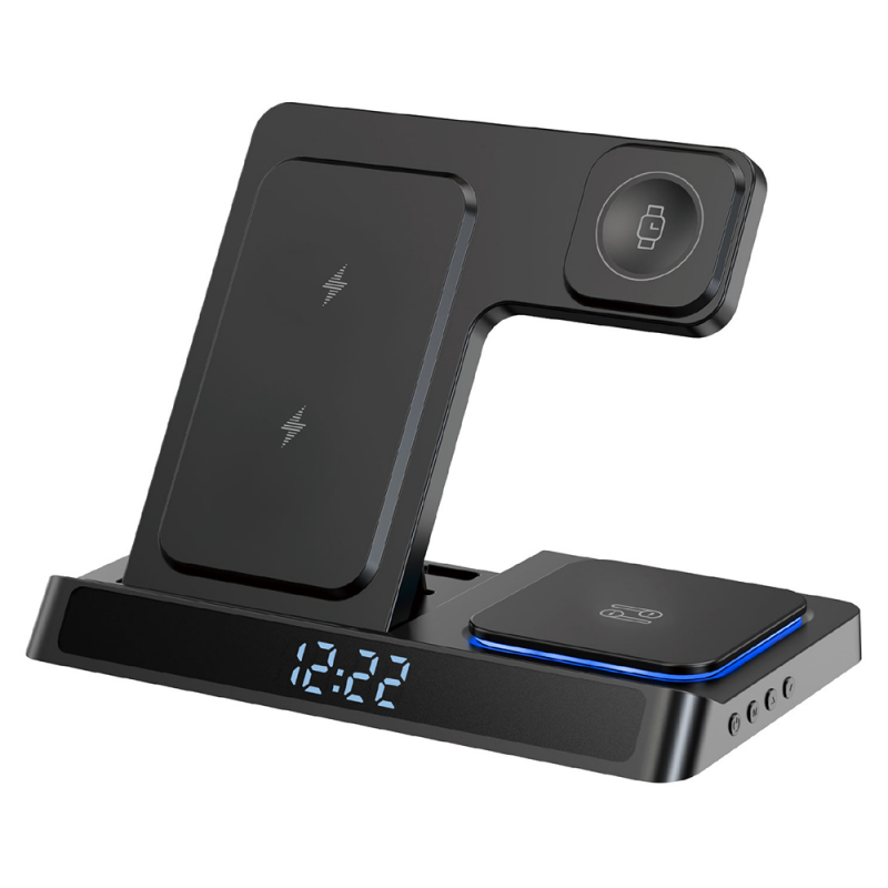 Bal-z Wiwu Wi-W006 Power Air 5in1 Dijital Saatli Hızlı Şarj Özellikli Magnetik Kablosuz Şarj Standı