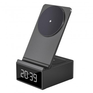 Wiwu Wi-W011 Platinum 3in1 Dijital Saatli ve Alarmlı Hızlı Şarj Özellikli Magnetik Kablosuz Şarj Standı Wiwu Wi-W011 Platinum 3in1 Dijital Saatli ve Alarmlı Hızlı Şarj Özellikli Magnetik Kablosuz Şarj Standı