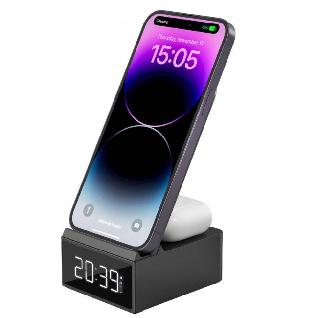 Wiwu Wi-W011 Platinum 3in1 Dijital Saatli ve Alarmlı Hızlı Şarj Özellikli Magnetik Kablosuz Şarj Standı Wiwu Wi-W011 Platinum 3in1 Dijital Saatli ve Alarmlı Hızlı Şarj Özellikli Magnetik Kablosuz Şarj Standı