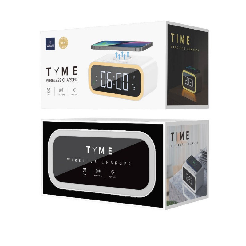 Bal-z Wiwu Wi-W015 Time 4in1 Dijital Saat Alarm ve LED Işık Özellikli Wireless Şarj Aleti
