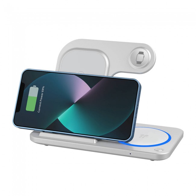 Wiwu Wi-W020 3in1 Katlanabilir Hızlı Şarj Özellikli Magnetik Kablosuz Şarj Standı Wiwu Wi-W020 3in1 Katlanabilir Hızlı Şarj Özellikli Magnetik Kablosuz Şarj Standı
