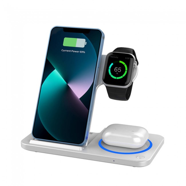 Wiwu Wi-W020 3in1 Katlanabilir Hızlı Şarj Özellikli Magnetik Kablosuz Şarj Standı Wiwu Wi-W020 3in1 Katlanabilir Hızlı Şarj Özellikli Magnetik Kablosuz Şarj Standı