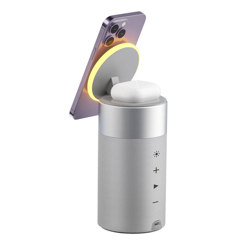 Bal-z Wiwu Wi-W022 Kablosuz Şarj Standlı Ambiyans Işıklı Bluetooth Speaker Hoparlör