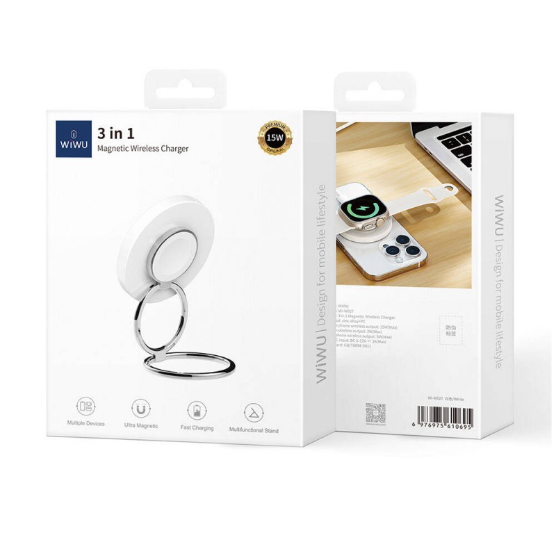 Bal-z Wiwu Wi-W027 Standlı Hızlı ve M-safe Şarj Özellikli Kablosuz Şarj Aleti 15W