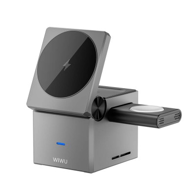 Bal-z Wiwu Wi-W030 Small Square Küp Tasarımlı Telefon & Akıllı Saat & Kulaklık İçin 15W 3in1 Kablosuz Şarj Standı