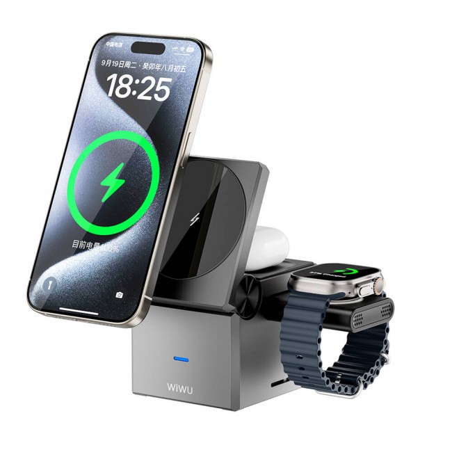 Wiwu Wi-W030 Small Square Küp Tasarımlı Telefon & Akıllı Saat & Kulaklık İçin 15W 3in1 Kablosuz Şarj Standı Wiwu Wi-W030 Small Square Küp Tasarımlı Telefon & Akıllı Saat & Kulaklık İçin 15W 3in1 Kablosuz Şarj Standı