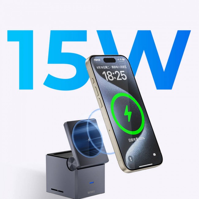 Wiwu Wi-W030 Small Square Küp Tasarımlı Telefon & Akıllı Saat & Kulaklık İçin 15W 3in1 Kablosuz Şarj Standı Wiwu Wi-W030 Small Square Küp Tasarımlı Telefon & Akıllı Saat & Kulaklık İçin 15W 3in1 Kablosuz Şarj Standı