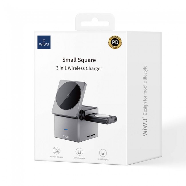 Wiwu Wi-W030 Small Square Küp Tasarımlı Telefon & Akıllı Saat & Kulaklık İçin 15W 3in1 Kablosuz Şarj Standı Wiwu Wi-W030 Small Square Küp Tasarımlı Telefon & Akıllı Saat & Kulaklık İçin 15W 3in1 Kablosuz Şarj Standı