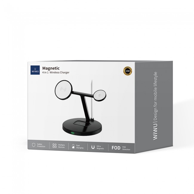 Wiwu Wi-W032 4 in 1 Magnetik Hızlı Şarj Özellikli Kablosuz Şarj Standı 15W Wiwu Wi-W032 4 in 1 Magnetik Hızlı Şarj Özellikli Kablosuz Şarj Standı 15W