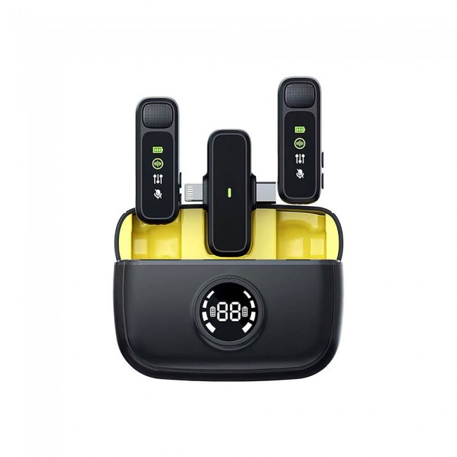 Wiwu Wi-WM003 Dijital LED Göstergeli Type-C & Lightning Portlu Çift Kablosuz Yaka Mikrofonu Wiwu Wi-WM003 Dijital LED Göstergeli Type-C & Lightning Portlu Çift Kablosuz Yaka Mikrofonu