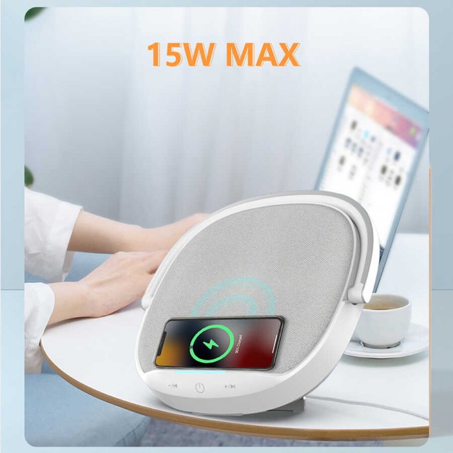 Wiwu Y1 Gece Lambalı Ve Kablosuz Şarj Standlı Bluetooth Speaker Hoparlör Wiwu Y1 Gece Lambalı Ve Kablosuz Şarj Standlı Bluetooth Speaker Hoparlör