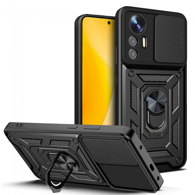 Xiaomi Mi 12 Lite Kılıf Magnetik Standlı Kamera Korumalı Zore Sürgülü Vega Kapak