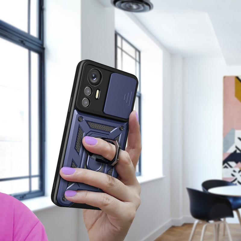 Bal-z Xiaomi Mi 12 Lite Kılıf Magnetik Standlı Kamera Korumalı Zore Sürgülü Vega Kapak