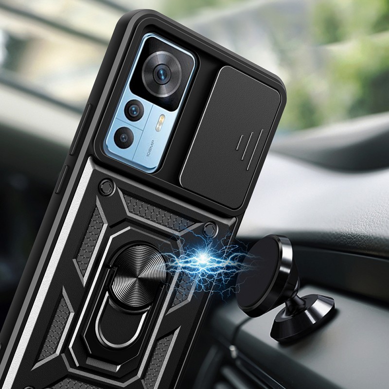 Bal-z Xiaomi Mi 12T Kılıf Magnetik Standlı Kamera Korumalı Zore Sürgülü Vega Kapak