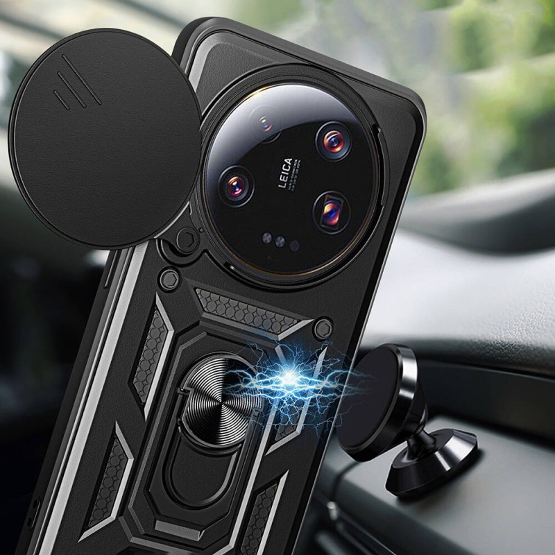 Bal-z Xiaomi Mi 13 Ultra Kılıf Magnetik Standlı Kamera Korumalı  Sürgülü Vega Kapak