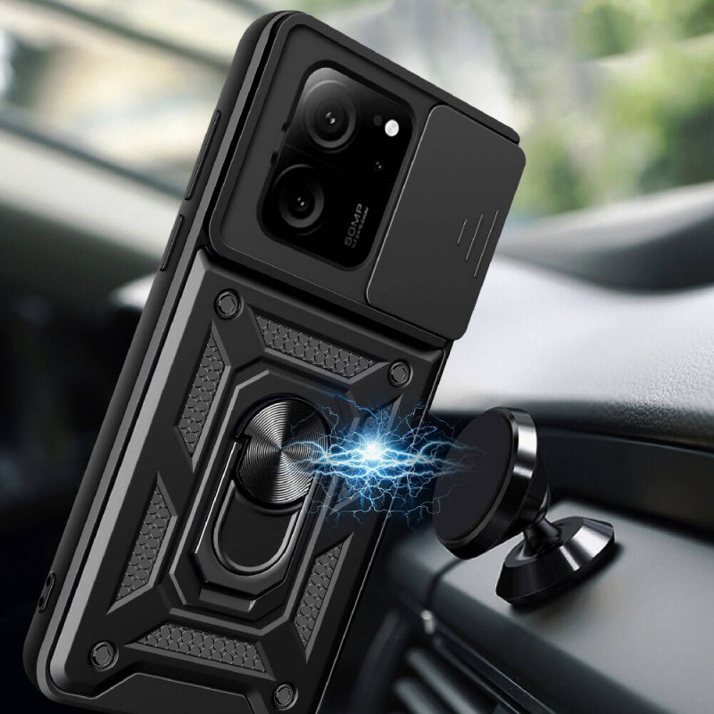 Bal-z Xiaomi Mi 13T Pro Kılıf Magnetik Standlı Kamera Korumalı  Sürgülü Vega Kapak