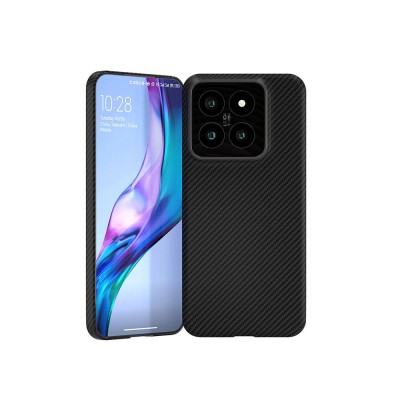 Xiaomi Mi 14 Kılıf M-safe Şarj Özellikli 600D Kevlar Zore Krek Karbon Kapak