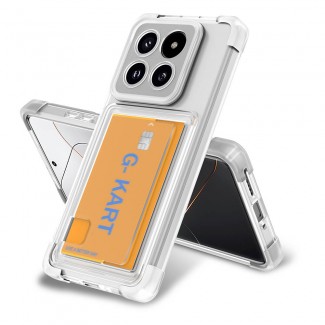 Xiaomi Mi 14 Pro Kılıf Airbag Tasarımlı Şeffaf Kartlıklı Zore G-Kart Kapak Xiaomi Mi 14 Pro Kılıf Airbag Tasarımlı Şeffaf Kartlıklı Zore G-Kart Kapak