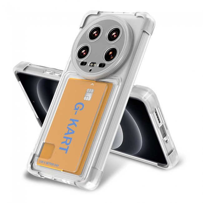 Xiaomi Mi 14 Ultra Kılıf Airbag Tasarımlı Şeffaf Kartlıklı Zore G-Kart Kapak Xiaomi Mi 14 Ultra Kılıf Airbag Tasarımlı Şeffaf Kartlıklı Zore G-Kart Kapak