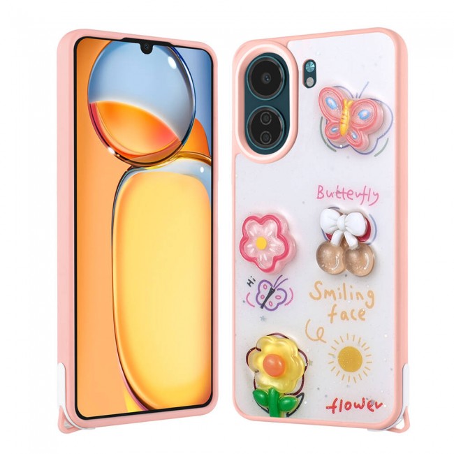 Xiaomi Poco C65 Kılıf Parlayan Simli Kabartma Figürlü Zore Cevze Kapak Xiaomi Poco C65 Kılıf Parlayan Simli Kabartma Figürlü Zore Cevze Kapak