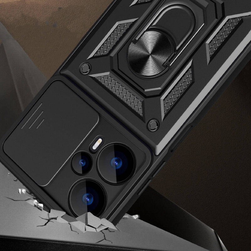 Bal-z Xiaomi Poco F5 Kılıf Magnetik Standlı Kamera Korumalı  Sürgülü Vega Kapak