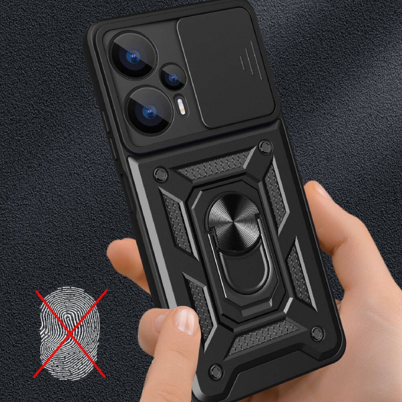 Bal-z Xiaomi Poco F5 Kılıf Magnetik Standlı Kamera Korumalı  Sürgülü Vega Kapak