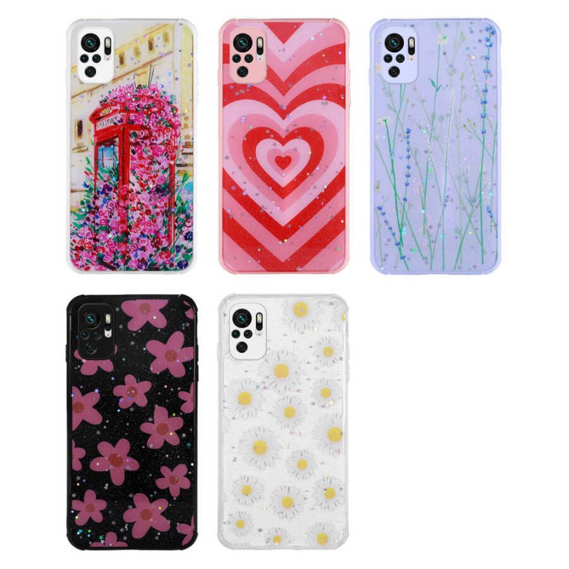 Bal-z Xiaomi Poco M5S Kılıf Simli Desenli Kamera Korumalı Parlak  Popy Kapak