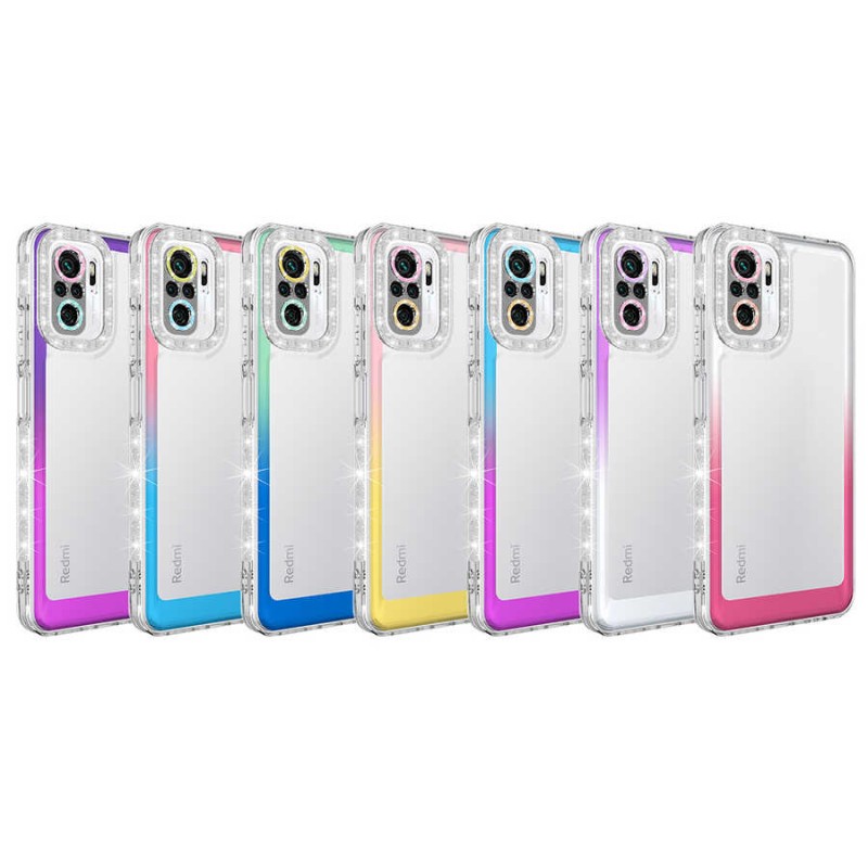 Bal-z Xiaomi Poco M5S Kılıf Simli ve Renk Geçiş Tasarımlı Lens Korumalı  Park Kapak