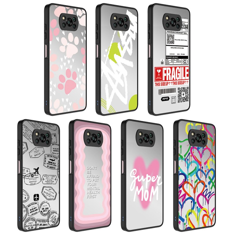 Bal-z Xiaomi Poco X3 Kılıf Aynalı Desenli Kamera Korumalı Parlak  Mirror Kapak