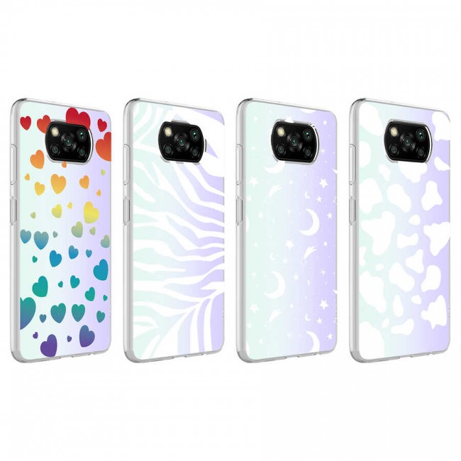Xiaomi Poco X3 Kılıf Zore M-Blue Desenli Kapak Xiaomi Poco X3 Kılıf Zore M-Blue Desenli Kapak