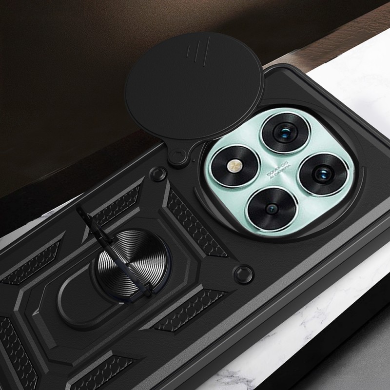 Bal-z Xiaomi Poco X7 Kılıf Magnetik Standlı Kamera Korumalı Zore Sürgülü Vega Kapak