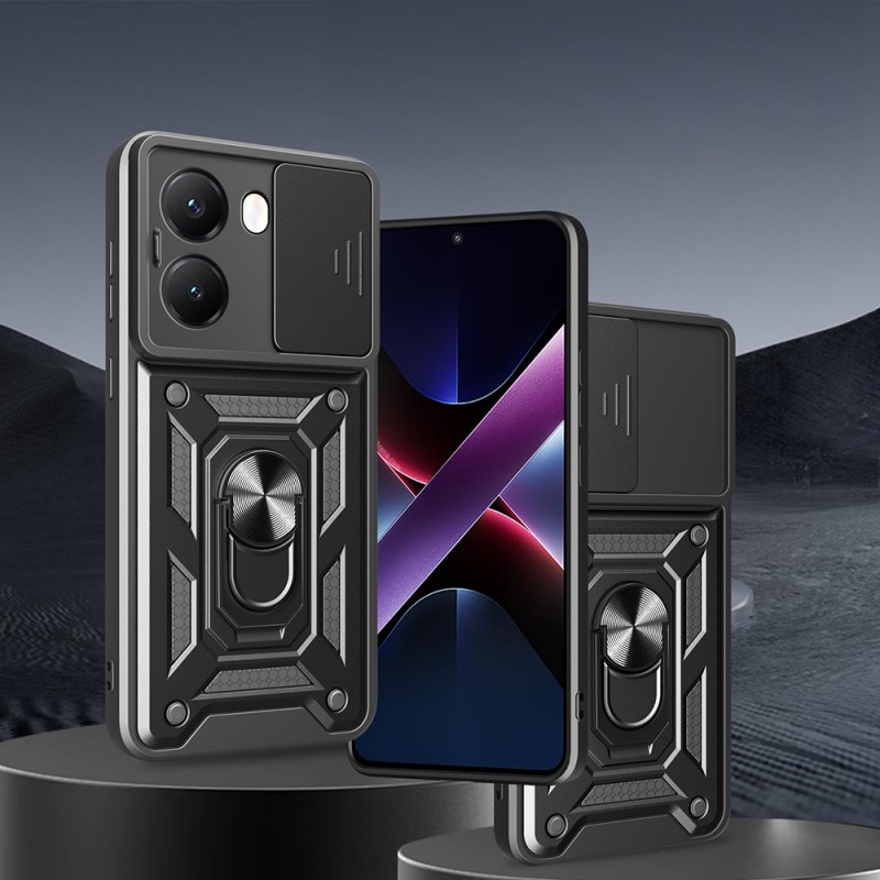 Bal-z Xiaomi Poco X7 Pro Kılıf Magnetik Standlı Kamera Korumalı Zore Sürgülü Vega Kapak
