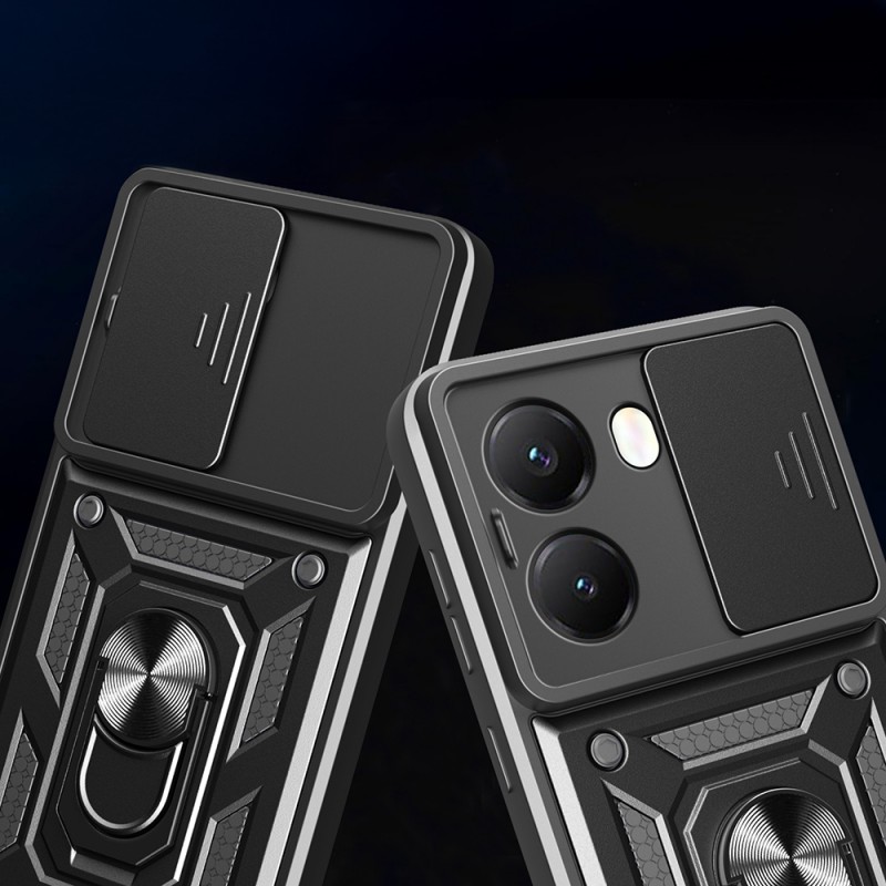 Bal-z Xiaomi Poco X7 Pro Kılıf Magnetik Standlı Kamera Korumalı Zore Sürgülü Vega Kapak