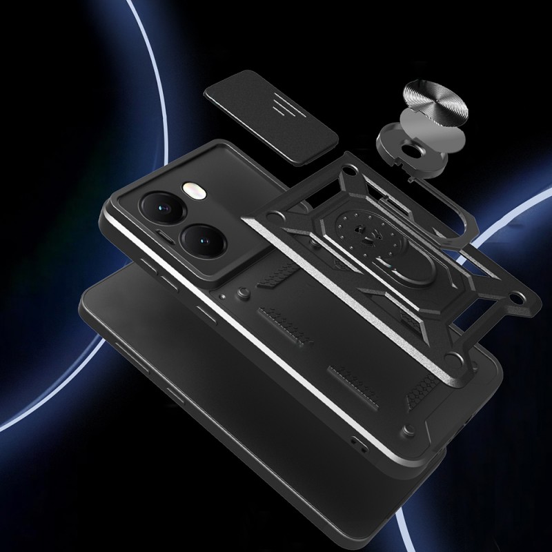 Bal-z Xiaomi Poco X7 Pro Kılıf Magnetik Standlı Kamera Korumalı Zore Sürgülü Vega Kapak