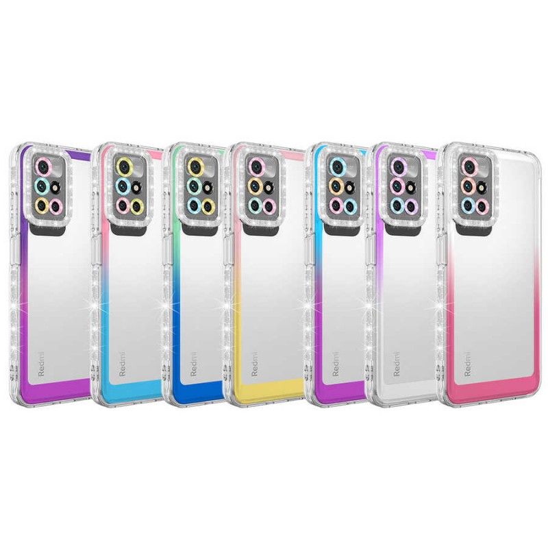 Bal-z Xiaomi Redmi 10 Kılıf Simli ve Renk Geçiş Tasarımlı Lens Korumalı  Park Kapak