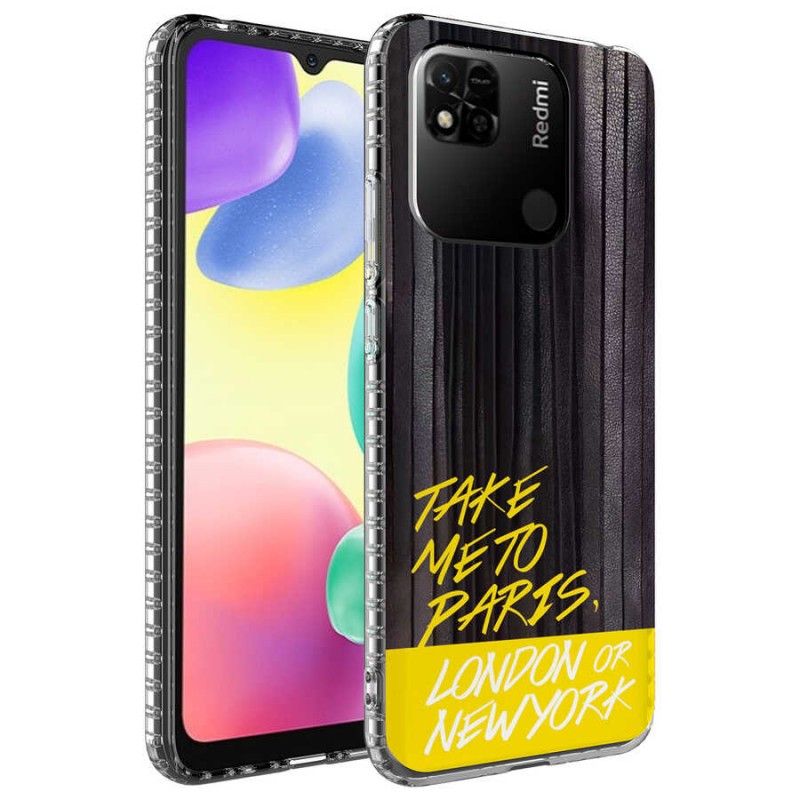 Bal-z Xiaomi Redmi 10C Kılıf Airbag Kenarlı Renkli Desenli Silikon  Elegans Kapak