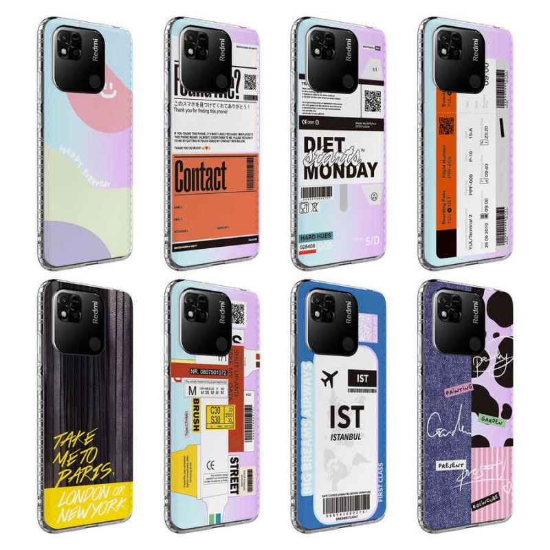 Bal-z Xiaomi Redmi 10C Kılıf Airbag Kenarlı Renkli Desenli Silikon  Elegans Kapak