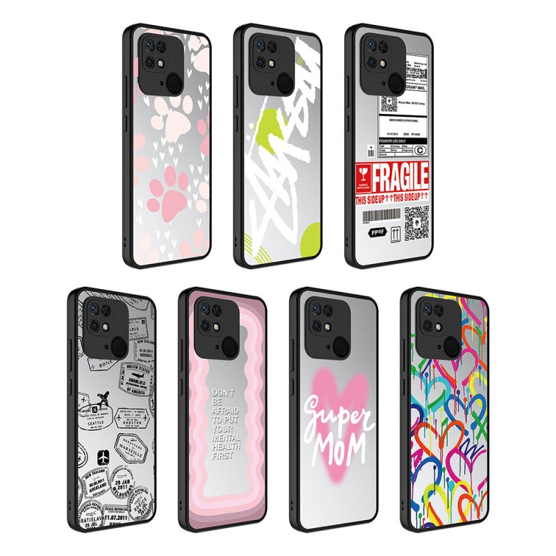 Bal-z Xiaomi Redmi 10C Kılıf Aynalı Desenli Kamera Korumalı Parlak  Mirror Kapak