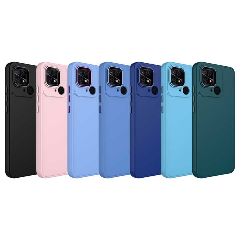 Bal-z Xiaomi Redmi 10C Kılıf Metal Çerçeve ve Buton Tasarımlı Silikon  Luna Kapak