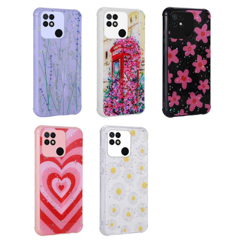 Bal-z Xiaomi Redmi 10C Kılıf Simli Desenli Kamera Korumalı Parlak  Popy Kapak