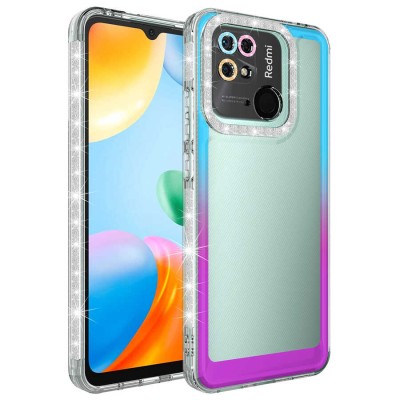 Bal-z Xiaomi Redmi 10C Kılıf Simli ve Renk Geçiş Tasarımlı Lens Korumalı  Park Kapak