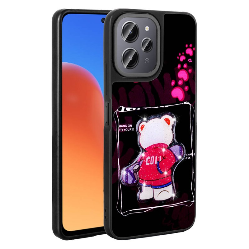 Bal-z Xiaomi Redmi 12 4G Kılıf Parlayan Kabartmalı İkonik Figürlü  Amas Silikon Kapak