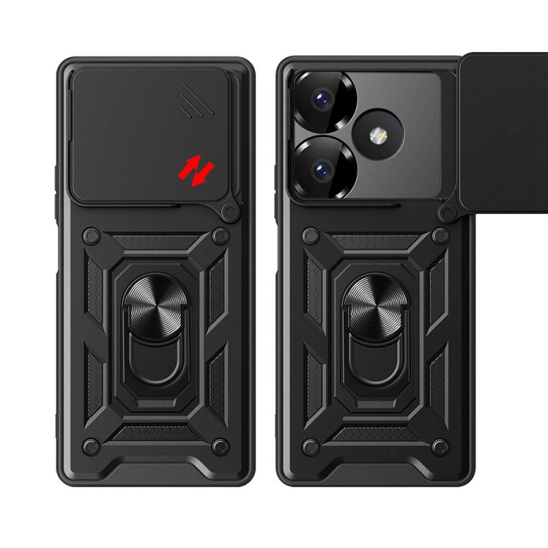 Bal-z Xiaomi Redmi 13 4G Kılıf Magnetik Standlı Kamera Korumalı  Sürgülü Vega Kapak