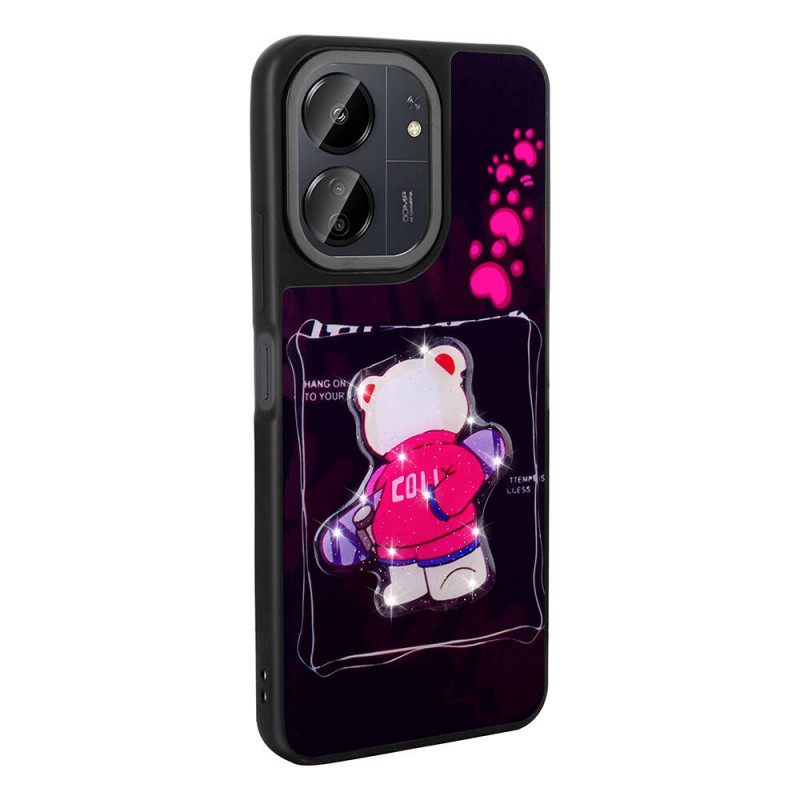 Bal-z Xiaomi Redmi 13C Kılıf Parlayan Kabartmalı İkonik Figürlü  Amas Silikon Kapak